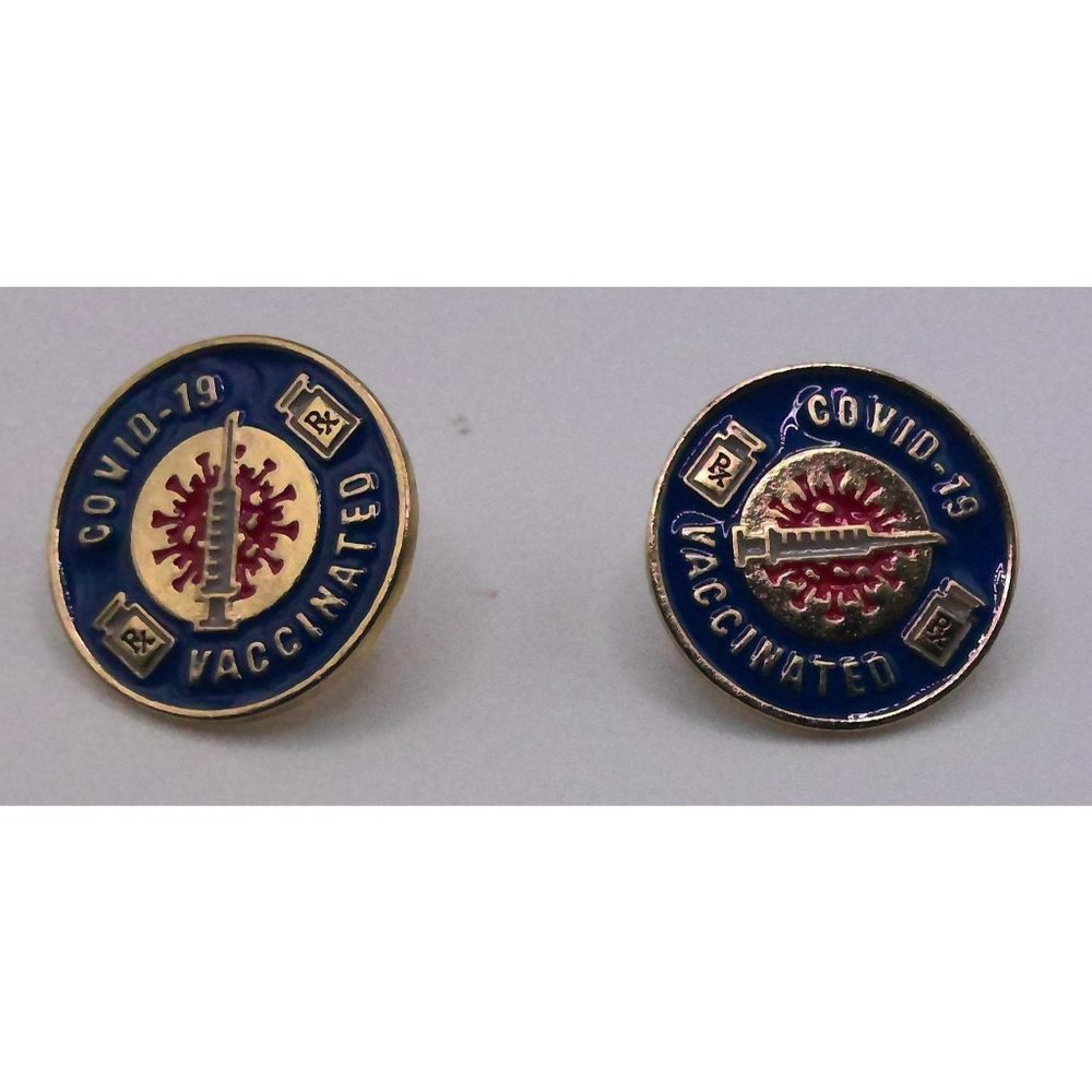 Covid Vaccinated pin Badge set of Two